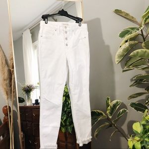 Madewell 10” High Rise Skinny Step Hem White Jeans